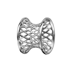 Charms Thabora séparateur en argent rhodié forme diabolo avec quadrillage ajouré - Vue 1