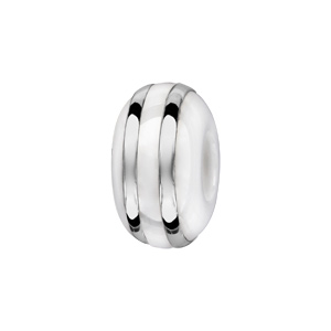 Charms Thabora séparateur en céramique blanche avec 2 filets en argent rhodié - Vue 1