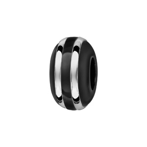 Charms Thabora séparateur en céramique noire avec 2 filets en argent rhodié - Vue 1