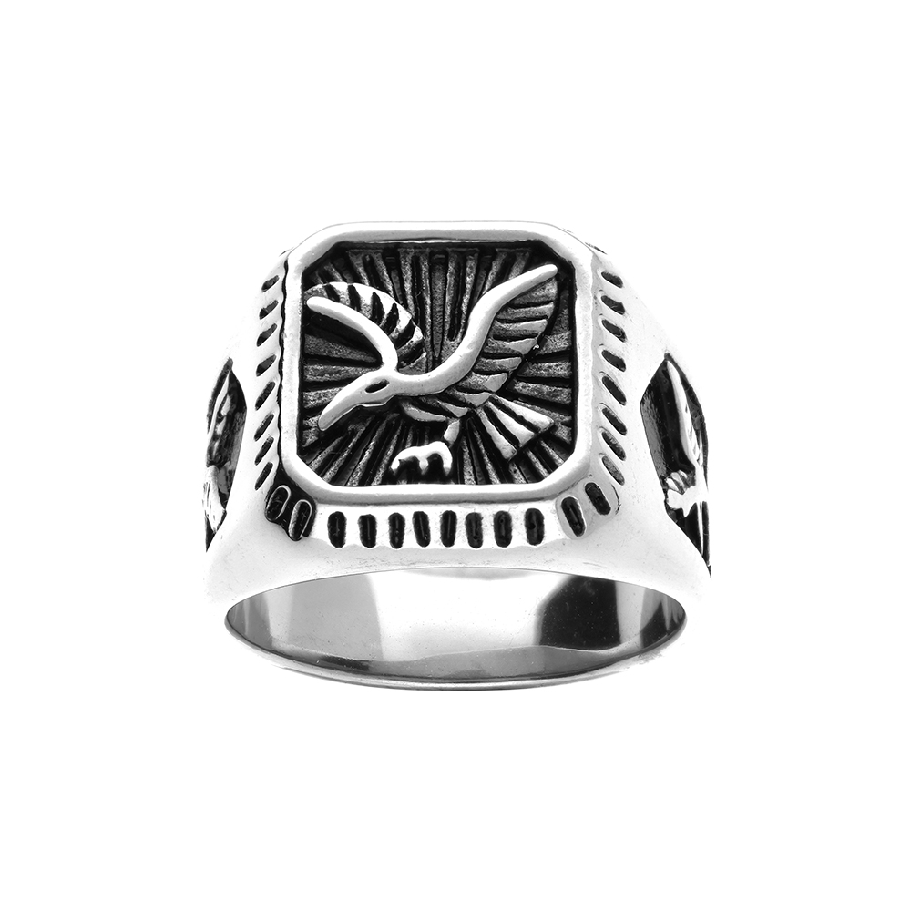 Chevali�re americaine en acier plateau carr� avec aigle - Vue 1