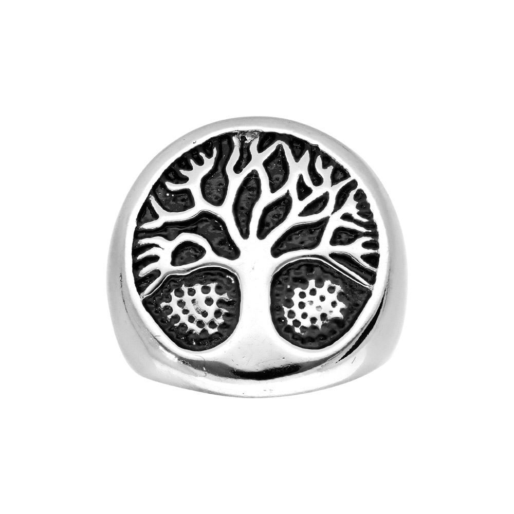 Chevali�re en acier avec arbre de vie sur fond noir - Vue 1