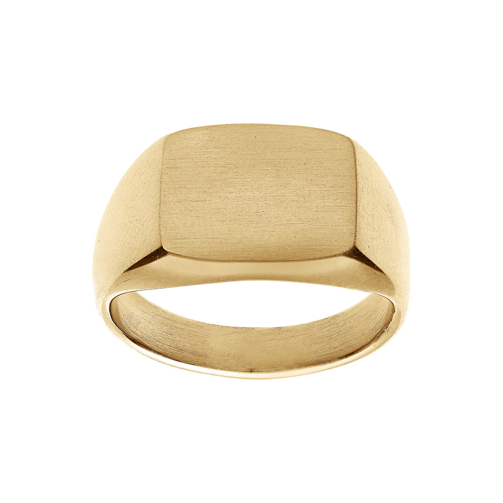 Chevali�re en acier et PVD jaune plateau rectangulaire 15 x 11mm - Vue 1