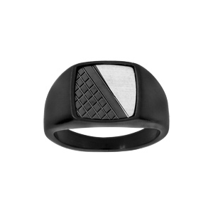 Chevalière en acier et PVD noir - Vue 1