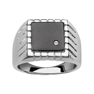 Chevalire en acier petit plateau carr en PVD noir avec oxyde blanc - 11 X 11mm