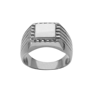 Chevaliere en acier plateau carré 10x10mm - Vue 1