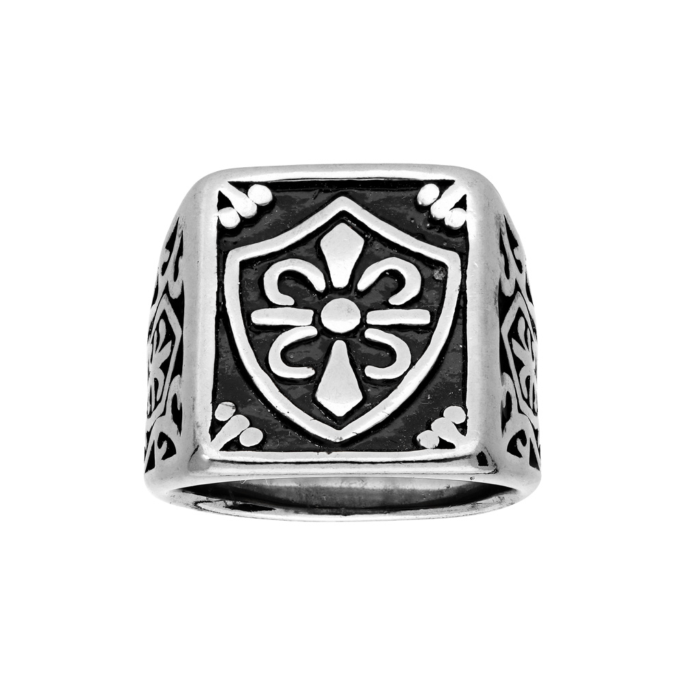 Chevali�re en acier plateau rectangulaire avec motif fleur de lys - Vue 1