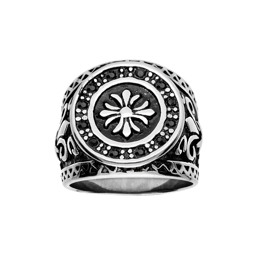 Chevali�re en acier plateau rond avec motif fleur de lys - Vue 1