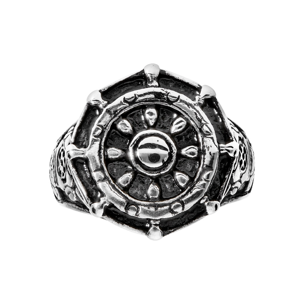 Chevali�re en acier roue de bateau patin� - Vue 1