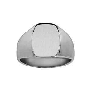 Chevalière en acier satiné plateau tonneau 13mm X 10mm - Vue 1