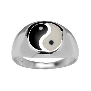 Chevalire en argent avec plateau ovale Yin & Yang - Vue 1