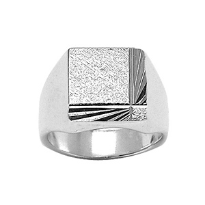 Chevalire en argent plateau carr diamant et stri en biais sur 2 bords conscutifs - Vue 1