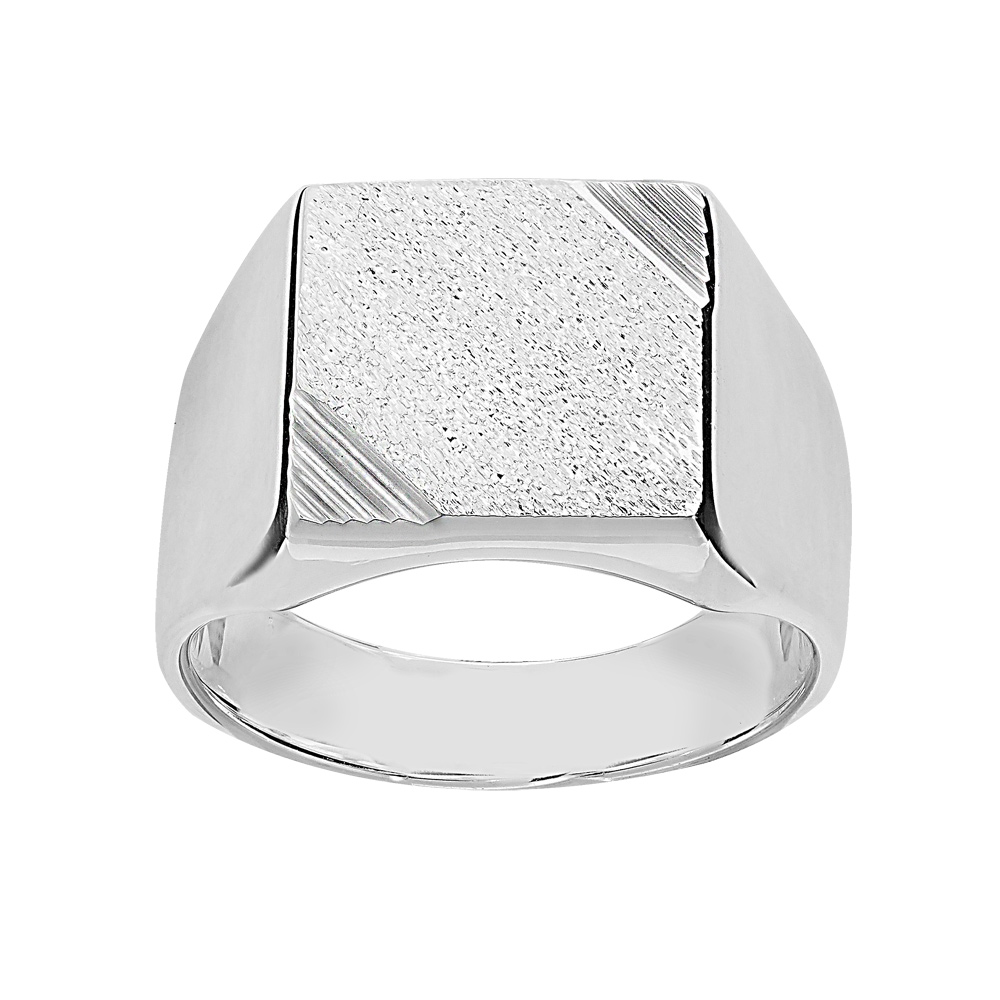 Chevali�re en argent plateau carr� diamant� et stri� sur 2 angles - Vue 1