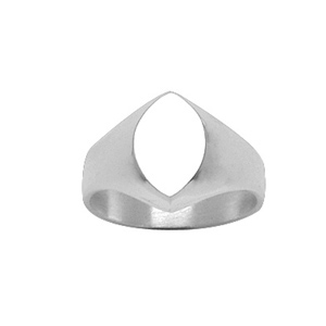 Chevalière en argent plateau navette - Vue 1