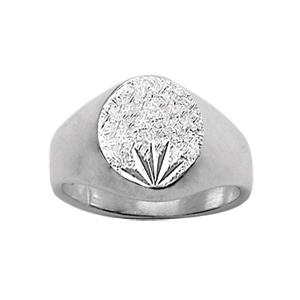 Chevalière en argent plateau ovale diamanté ciselé en étoile en bas - Vue 1
