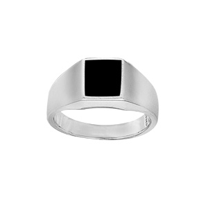 Chevalire en argent plateau rectangulaire 10mm X 8mm en onyx synthtique - Vue 1