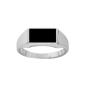 Chevalire en argent plateau rectangulaire 6mm X 11mm en onyx synthtique - Vue 1