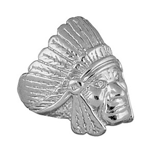 Chevalière en argent tête d\'indien - Vue 1