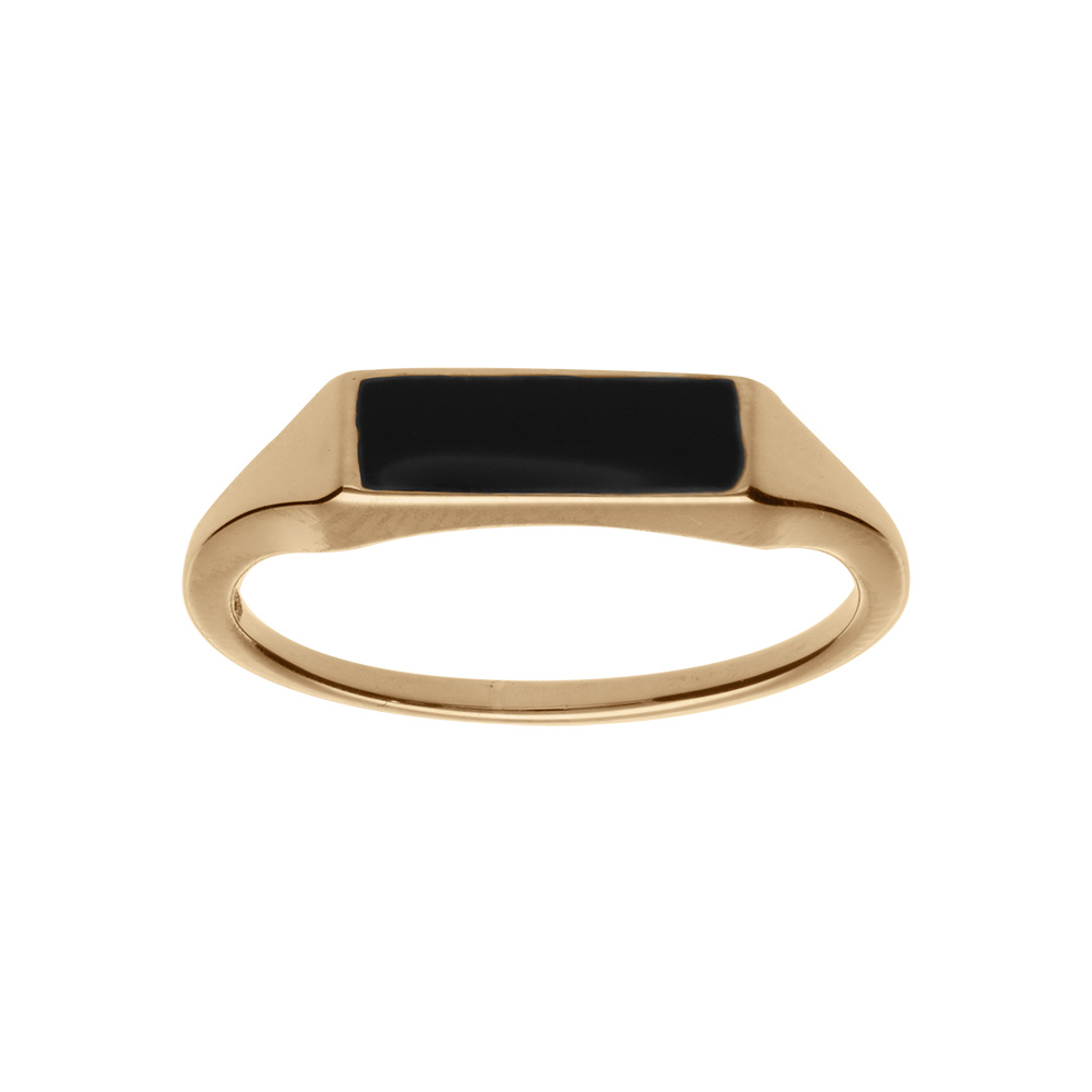 Chevali�re en plaqu� or avec petit plateau rectangulaire avec Onyx de synth�se - Vue 1