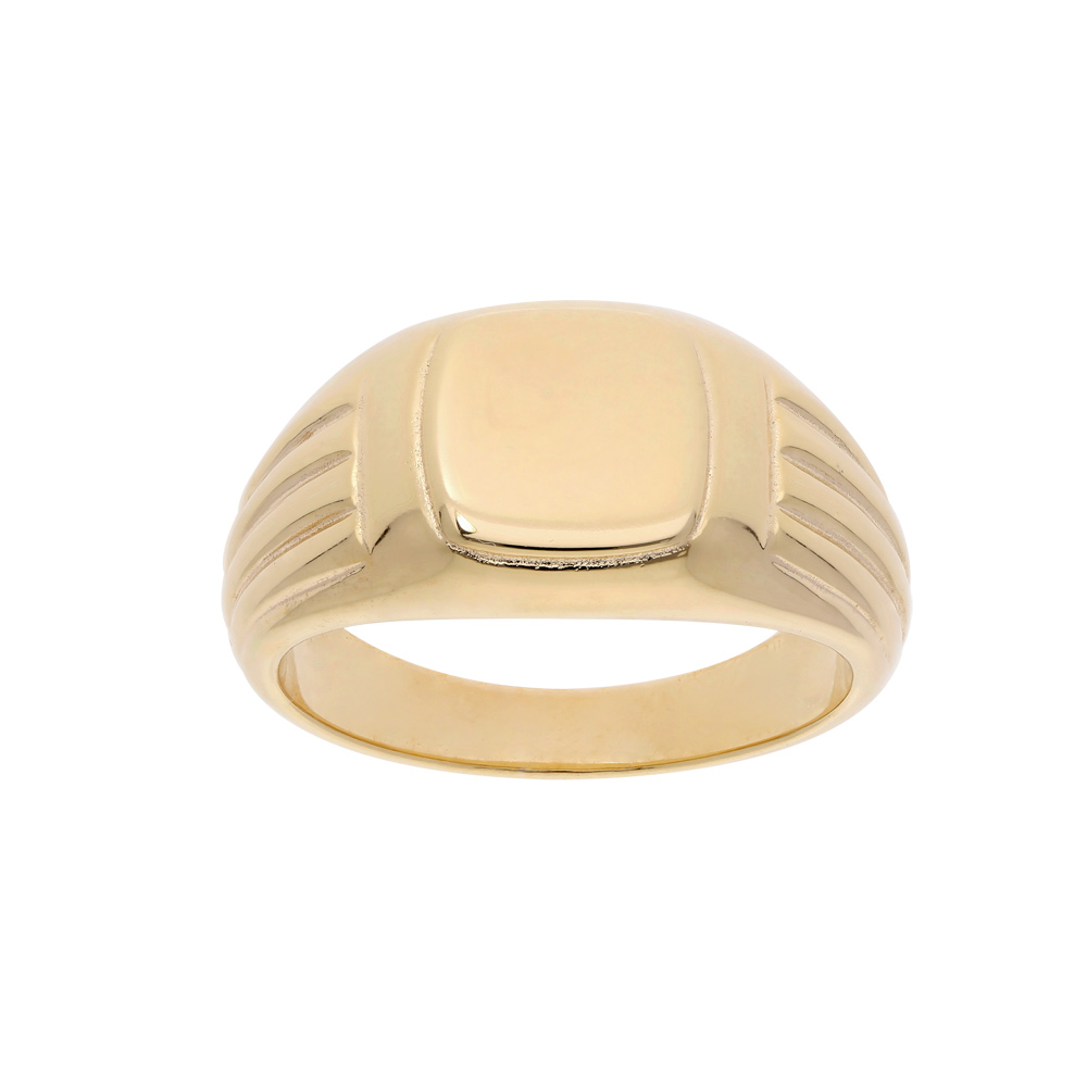 Chevali�re en plaqu� or plateau carr� avec cadre et godrons sur les c�t�s - Vue 1