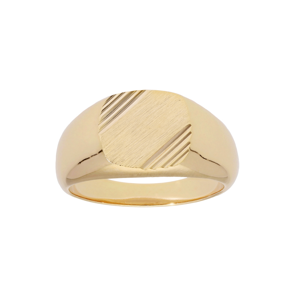 Chevali�re en plaqu� or plateau carr� bross� en biais et stri� sur 2 angles - Vue 1