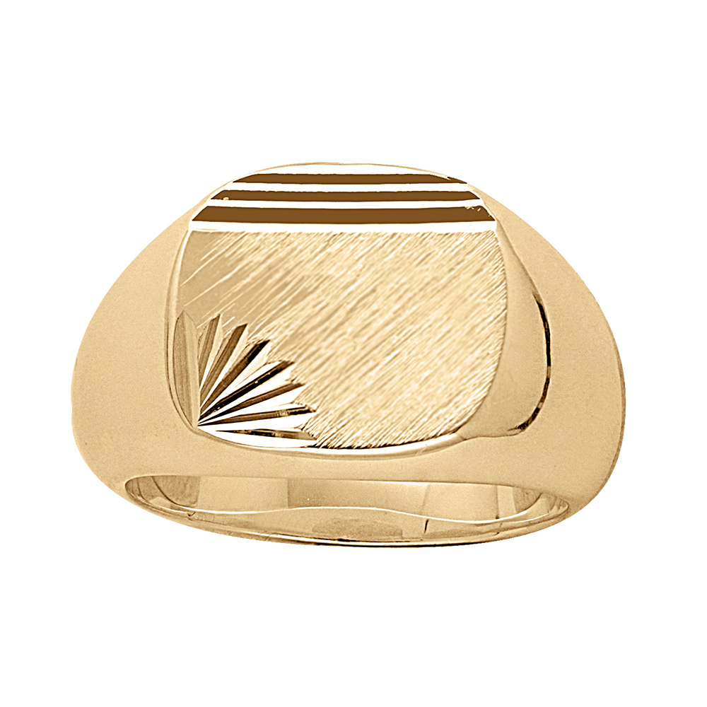 Chevali�re en plaqu� or plateau ovale bross� en biais, stri� en haut et cisel� en �toile dans 1 angle - Vue 1