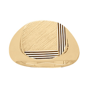 Chevaliere en vermeil grand plateau oval diamant� droit sur deux faces