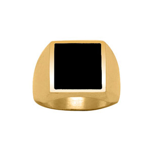 Chevalire en vermeil plateau carr 15mm X 15mm en onyx synthtique - Vue 1