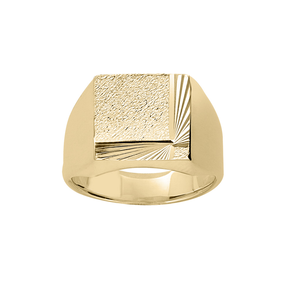 Chevali�re en vermeil plateau carr� diamant� et stri� en biais sur 2 bords cons�cutifs - Vue 1