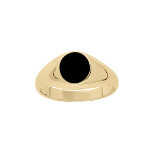 Chevalire en vermeil plateau ovale 10mm X 8mm en onyx synthtique - Vue 1