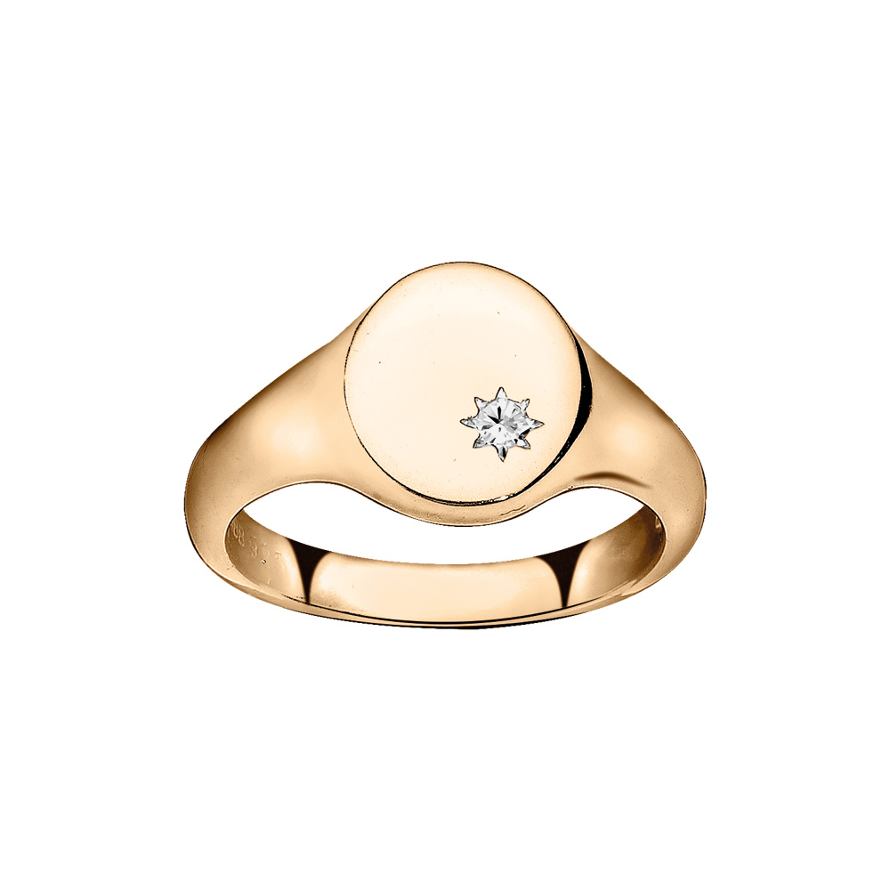 Chevalire en vermeil plateau ovale avec oxyde blanc - Vue 1