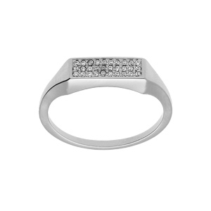 Chevalire femme en argent platin de forme rectangulaire pave d\' oxydes blancs sertis - Vue 1