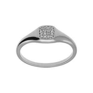 Chevalire femme en argent platinde forme carr pave d\'oxydes blancs sertis - Vue 1