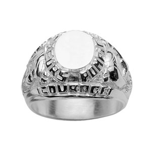 Chevalière universitaire en argent massif sapeur pompier - Vue 1