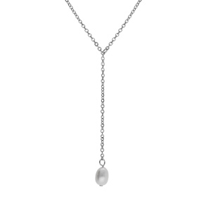 Collier acier et perles de culture d\'eau douce 49cm - Vue 1