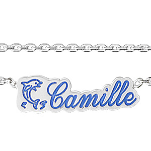 Collier argent avec prnom et logo dcoup - Vue 1