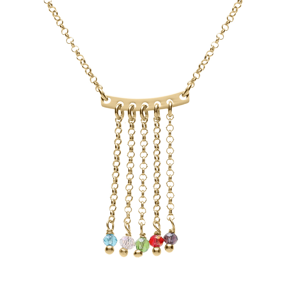 Collier argent dor� 5 cha�nettes avec perles  multicouleur r�glable 42 � 45cm - Vue 1