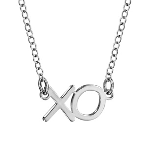 Collier argent rhodié avec découpe XO 42+3cm - Vue 1