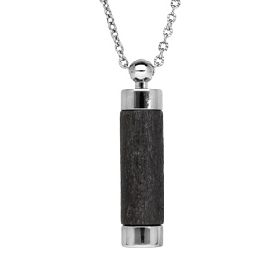 Collier avec Pendentif diffuseur de parfum tube de bois noir 50+5cm - Vue 1