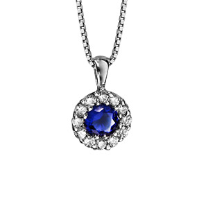 Collier avec pendentif en argent rhodi collection joaillerie 1 gros oxyde bleu au centre avec contour en oxydes blancs - Vue 1