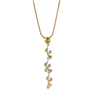 Collier bicolore chaine serpentine et pendentif réglable 42+3cm - Vue 1