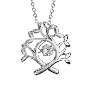 Collier Dancing Stone en argent rhodié chaîne avec pendentif arbre de vie - longueur 42cm + 3cm de rallonge - Vue 1