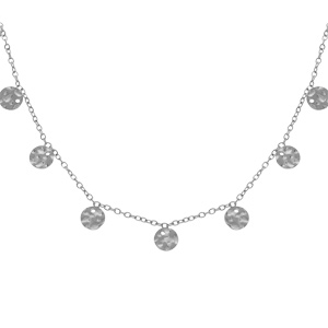 Collier en acier avec pampille pastilles martelées - 39+5cm - Vue 1