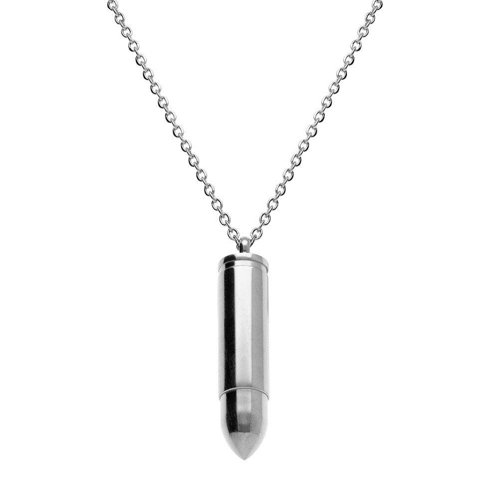 Collier en acier avec pendentif balle de fusil (10 x 42mm),  55+5cm - porte poudre - Vue 1