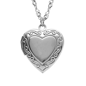 Collier en acier avec pendentif cassolette coeur - 45+10cm