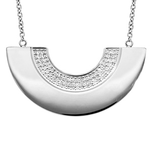 Collier en acier avec pendentif en forme d\'ventail avec cristal blanc 40+5cm - Vue 1