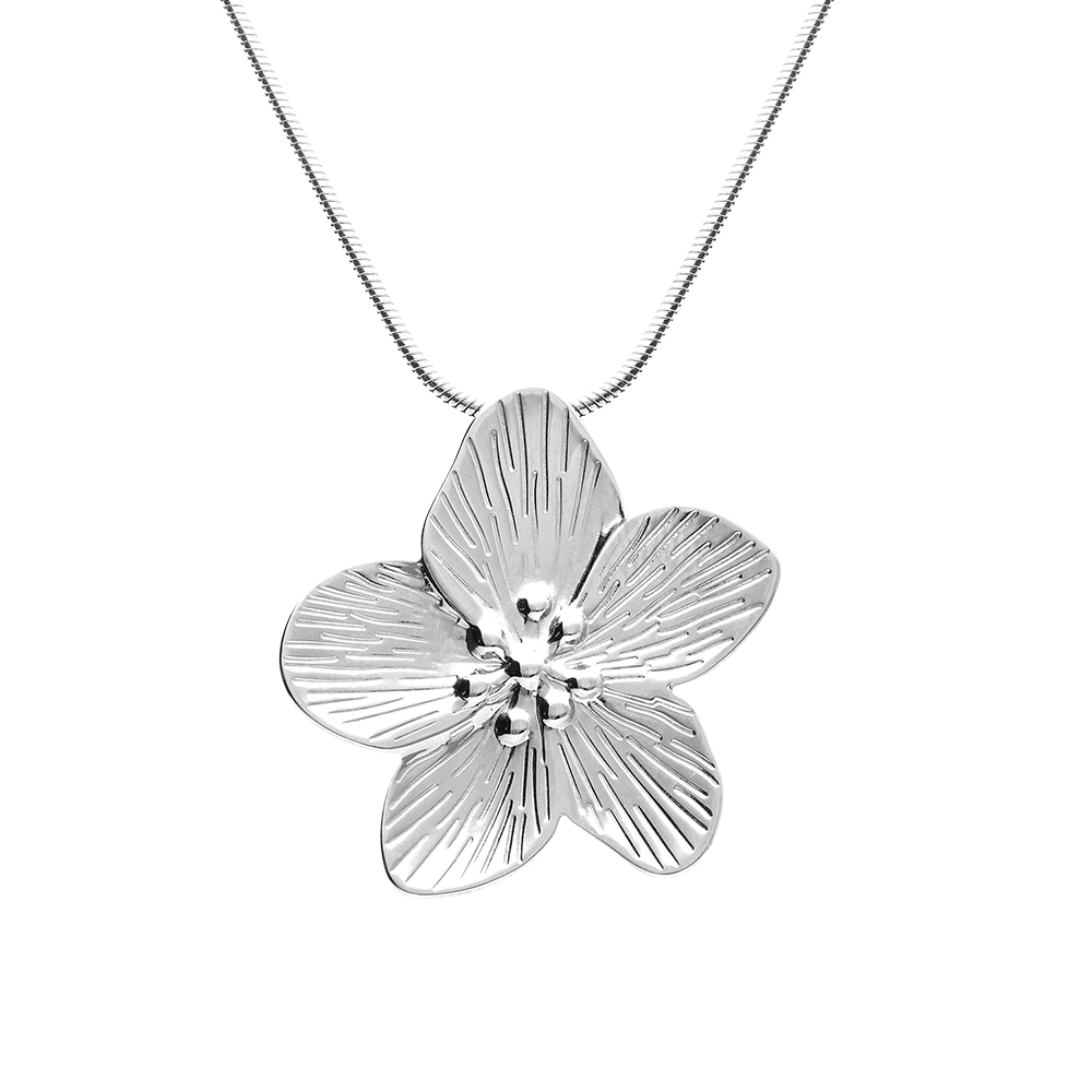Collier en acier avec pendentif fleur,  41+5cm - Vue 1
