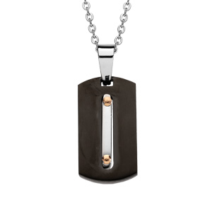 Collier en acier avec Pendentif plaque rectangulaire en PVD noir 50+5cm - Vue 1