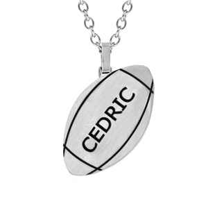 Collier en acier avec Pendentif satiné ballon de rugby 50+5cm - Vue 1