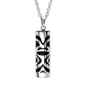 Collier en acier avec Pendentif Tiki en onyx véritable 50+5cm - Vue 1