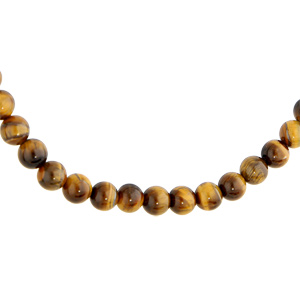 Collier en acier avec perles Oeil de Tigre véritable 42+5cm - Vue 1